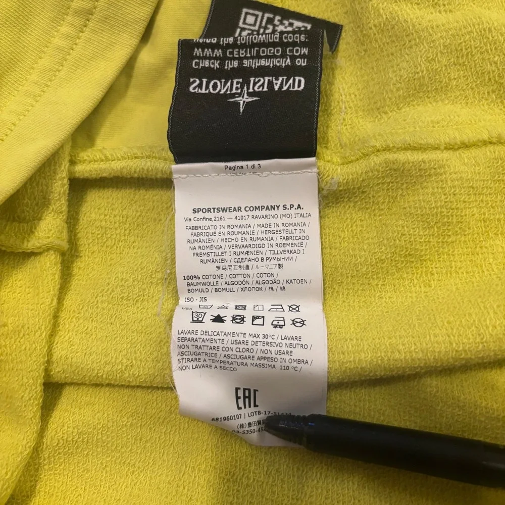 Stone Island Mens Yellow Shadow Project‎ Crew Neck Sweatshirt Zip Pockets XL